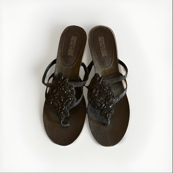 Kenneth Cole Reaction Shoes - Kenneth Cole Reaction Black Embellished Sandals